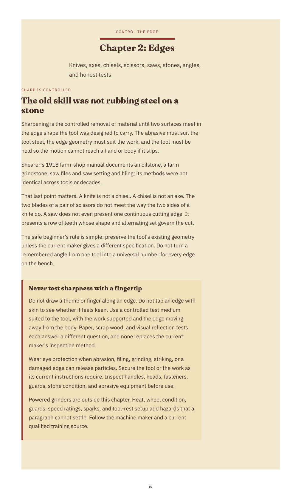 A sharpening page