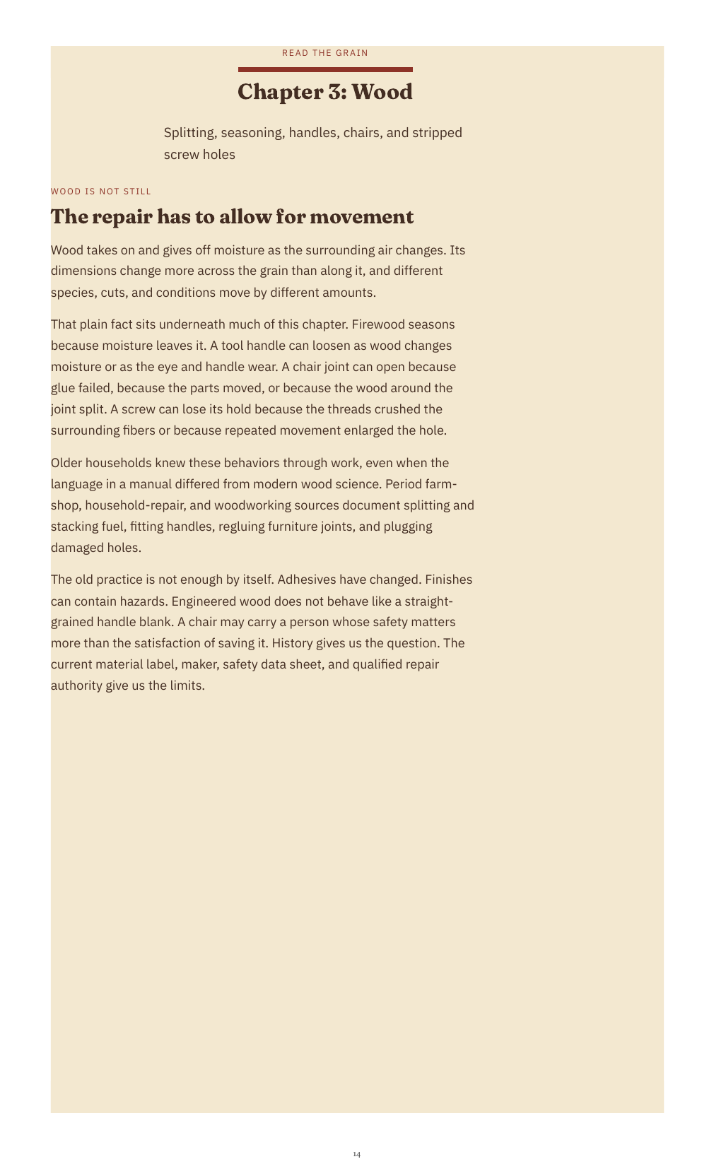 A wood repair page